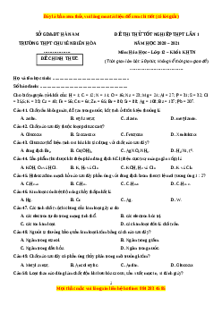 Đề thi thử Hóa Học trường Biên Hòa năm 2021