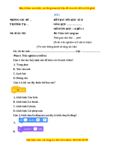 Đề thi cuối kì 2 Tin học lớp 4 Chân trời sáng tạo (Đề 2)