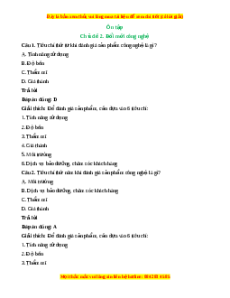 Trắc nghiệm Công nghệ 10 Ôn tập chủ đề 2 Cánh diều: Đổi mới công nghệ