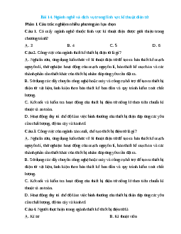 Trắc nghiệm Bài 14: Ngành nghề và dịch vụ trong lĩnh vực kĩ thuật điện tử Công nghệ 12 Điện-Điện tử Kết nối đúng sai, trả lời ngắn 2025