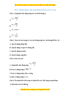 Trắc nghiệm Động năng và thế năng. Định luật bảo toàn cơ năng Vật lí 10 Chân trời sáng tạo