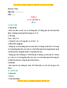 Giáo án Số 10 Toán lớp 1 Cánh diều