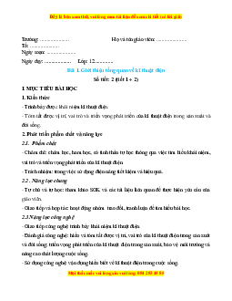 Giáo án Công nghệ Điện - Điện tử 12 Kết nối tri thức