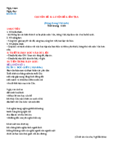 Giáo án Chuyên đề 15. Luyện đề kiểm tra