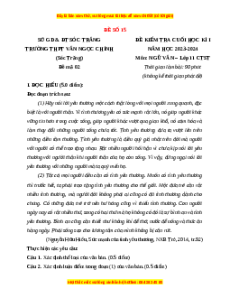 Đề thi cuối kì 1 Ngữ văn 11 Chân trời sáng tạo - Đề 15