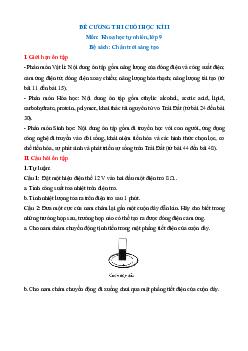 Đề cương ôn tập Cuối kì 2 Khoa học tự nhiên 9 Chân trời sáng tạo