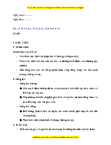 Giáo án GDQP 10 Bài 3 (Cánh diều): Ma túy và tác hại của ma túy