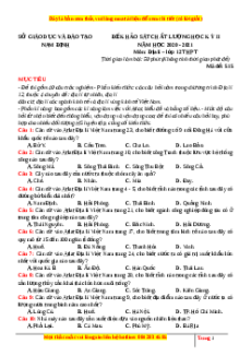 Đề thi thử Địa Lí Sở Nam Định năm 2021