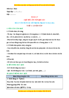 Giáo án Ôn tập các số trong phạm vi 10 Toán lớp 1 Kết nối tri thức