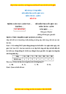 Đề thi giữa kì 2 Toán 8 Cánh diều (Đề 3)