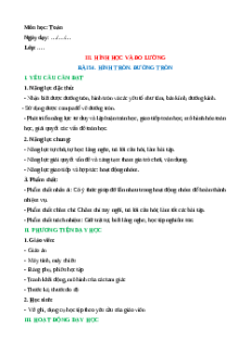 Giáo án Hình tròn. Đường tròn Toán lớp 5 Cánh diều