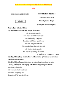 Đề thi giữa kì 1 Ngữ văn 6 Kết nối tri thức (đề 9)