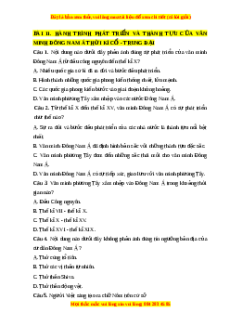 Trắc nghiệm Bài 11 Lịch sử 10 Cánh diều: Hành trình phát triển và thành tựu của văn minh Đông Nam Á thời kì cổ - trung đại