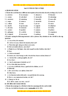 Trắc nghiệm Unit 9: Cities of the future Tiếng Anh 11 - Nguyễn Ngọc Châu