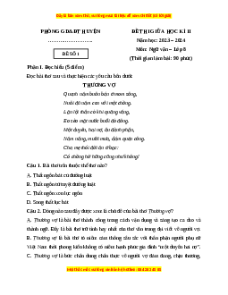 Đề thi giữa kì 2 Ngữ văn 8 Chân trời sáng tạo (Đề 1)