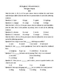 Đề thi giữa kì 1 Tiếng Anh 11 Friends global (đề 5)