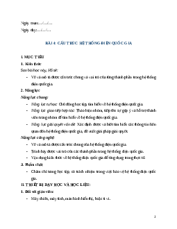 Giáo án Bài 4: Cấu trúc hệ thống điện quốc gia (2024) Công nghệ Điện - Điện tử 12 Cánh diều