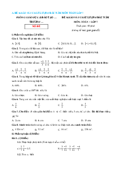 Bộ 3 đề thi khảo sát chất lượng đầu năm Toán 7 năm 2025 (có đáp án)