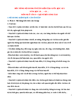 Đề cương ôn tập giữa kì 1 Ngữ văn 9 Chân trời sáng tạo