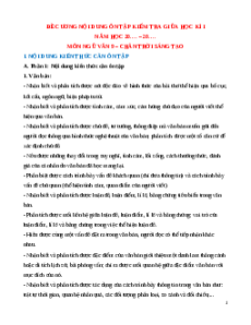 Đề cương ôn tập giữa kì 1 Ngữ văn 9 Chân trời sáng tạo