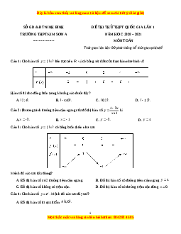 Đề thi thử Toán trường Kim Sơn A năm 2021