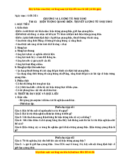 Giáo án Vật lí 12 Bài 30: Hiện tượng quang điện. Thuyết lượng tử ánh sáng
