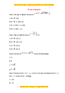 Trắc nghiệm Ôn tập chương III Toán 10 Chân trời sáng tạo