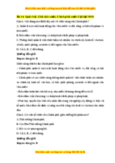 Trắc nghiệm KTPL 10 Bài 14 Chân trời sáng tạo: Quốc hội, chủ tịch nước, chính phủ nước Cộng hòa xã hội chủ nghĩa Việt Nam