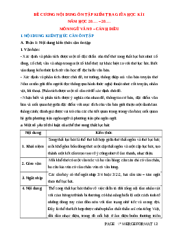 Đề cương ôn tập giữa kì 1 Ngữ văn 9 Cánh diều
