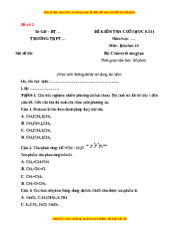 Đề thi cuối kì 2 Hóa Học 11 Chân trời sáng tạo (Đề 2)