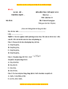 Đề thi cuối kì 2 Hóa Học 11 Chân trời sáng tạo (Đề 2)