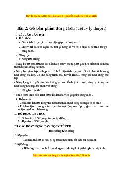 Giáo án Bài 2 Tin học lớp 4 Kết nối tri thức: Gõ bàn phím đúng cách