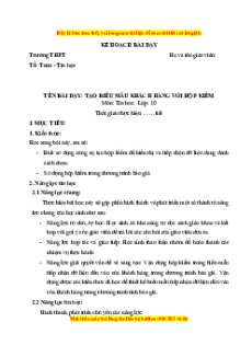 Giáo án CĐ Tạo biểu mẫu khách hàng với hộp kiểm Tin 10  Kết nối tri thức
