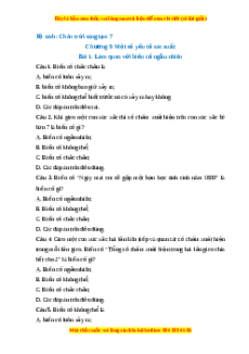 Trắc nghiệm Làm quen với biến cố ngẫu nhiên Toán 7 Chân trời sáng tạo