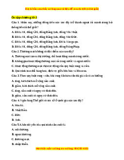 Trắc nghiệm Ôn tập chương 10  Địa lí 10 Chân trời sáng tạo