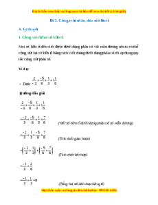 Lý thuyết Bài 2: Cộng, trừ, nhân, chia số hữu tỉ