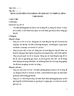 Giáo án Bài 16 Sinh học 12 Cánh diều: Quan niệm của Darwin về chọn lọc tự nhiên và hình thành loài