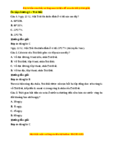 Trắc nghiệm tổng hợp Chương 2 Địa Lí 10 Kết nối tri thức