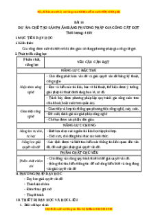 Giáo án Bài 10 Công nghệ cơ khí 11 Kết nối tri thức: Dự án chế tạo sản phẩm bằng phương pháp gia công cắt gọt