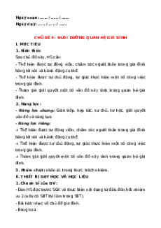 Giáo án HĐTN 6 Chân trời sáng tạo Chủ đề 4. Nuôi dưỡng quan hệ gia đình