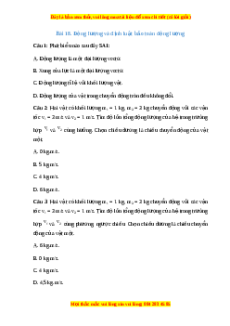 Trắc nghiệm Động lượng và định luật bảo toàn động lượng Vật lí 10 Chân trời sáng tạo