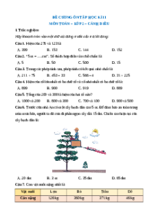 Đề cương ôn tập Học kì 2 Toán lớp 2 Cánh diều