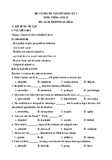 Đề cương ôn tập Giữa kì 2 Tiếng Anh 12 Friends global