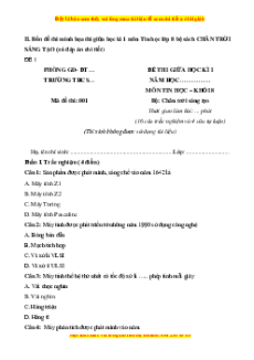 Đề thi giữa kì 1 Tin học 8 Chân trời sáng tạo (đề 1)