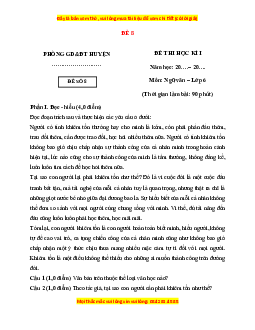 Đề thi cuối kì 1 Ngữ văn 6 Cánh diều (đề 8)