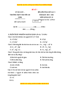Đề thi giữa kì 1 Hóa học 10 Cánh diều (đề 7)