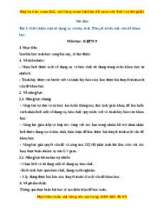 Giáo án Bài 1: Giới thiệu một số dụng cụ và hoá chất Khoa học tự nhiên 9 Chân trời sáng tạo
