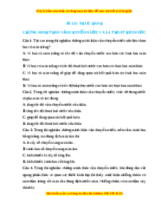 Trắc nghiệm Thực hành chứng minh thân vận chuyển nước và lá thoát hơi nước KHTN 7 Chân trời sáng tạo