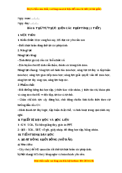Giáo án Thứ tự thực hiện các phép tính Toán 6 Cánh diều