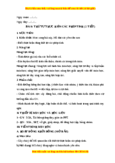 Giáo án Thứ tự thực hiện các phép tính Toán 6 Cánh diều